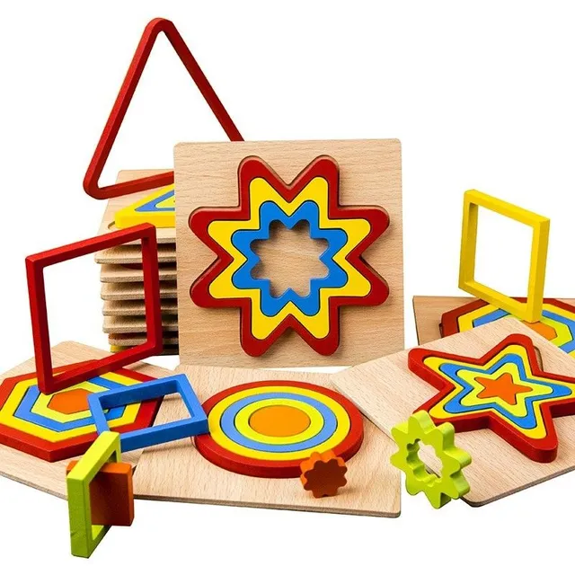 Wooden insert puzzle geometric shapes