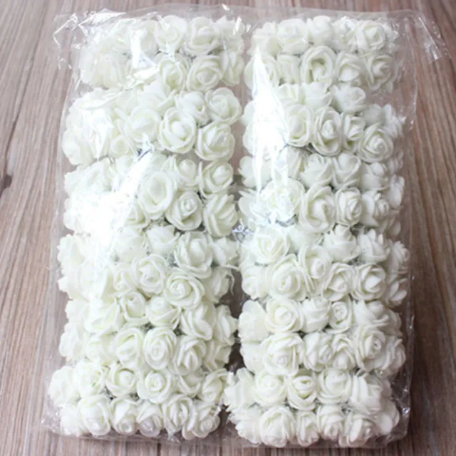 Decorative foam rosettes 144 pieces - 12 colours kremova