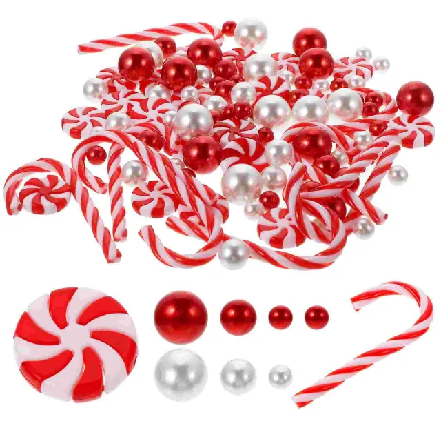 Christmas vase filling containing beads, candy and chopsticks