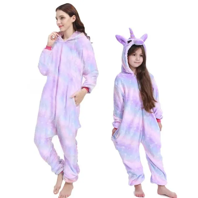 Universal animal jumpsuit for adults purple-star-unicorn xl