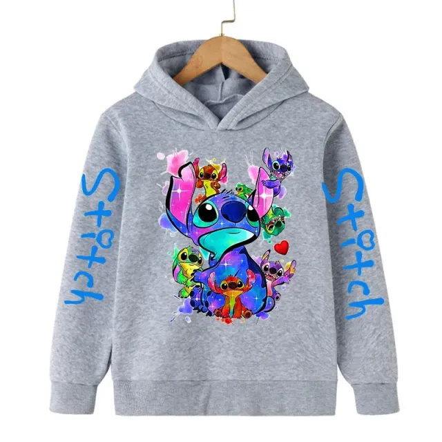 Bluza pentru copii cu glugă și imprimeu drăguț Stitch