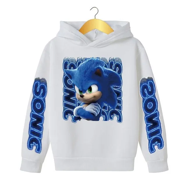 Designerska bluza chłopięca z kapturem i nadrukiem Sonic