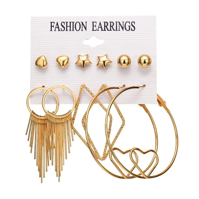 Luxury original set of modern trendy earrings in different shapes and sizes Newman