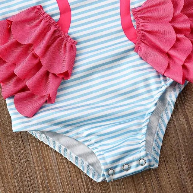 Baby girls cute swimsuits with flamingo and sleeveless stripes