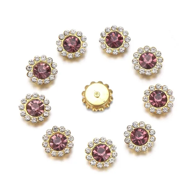 Crystal buttons in flower shape - set 10 pcs