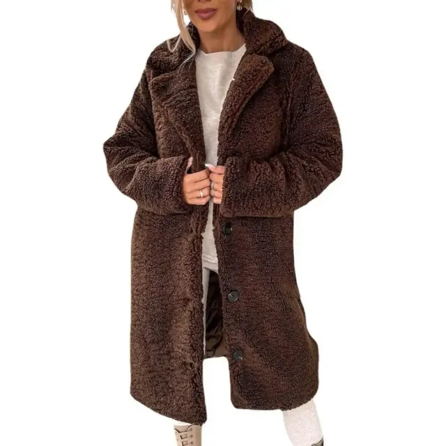 Trench en peluche pour femme - Automne-Hiver à manches longues