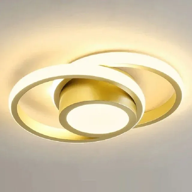 LED ceiling lamp with 3 colours of light 32 W Modern dimmable chandelier in the shape of two circles Minimalist chandelier with switching color temperature 27 x 20 x 6 cm