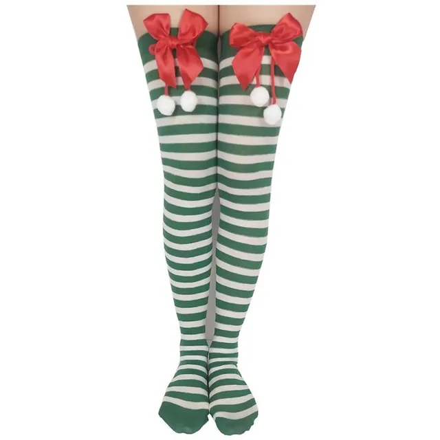 Women's Christmas striped stockings with bow