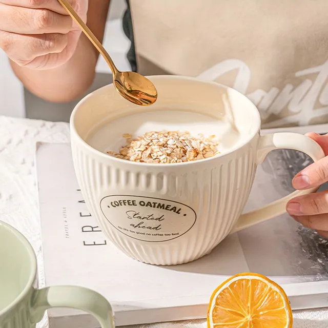 Mug en céramique rayé deardali - 600 ml, idéal pour le petit-déjeuner