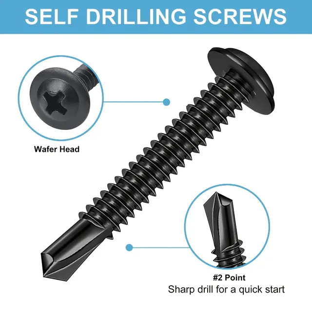 Set of self-cut screws TEK with adjustable head - 8 sizes