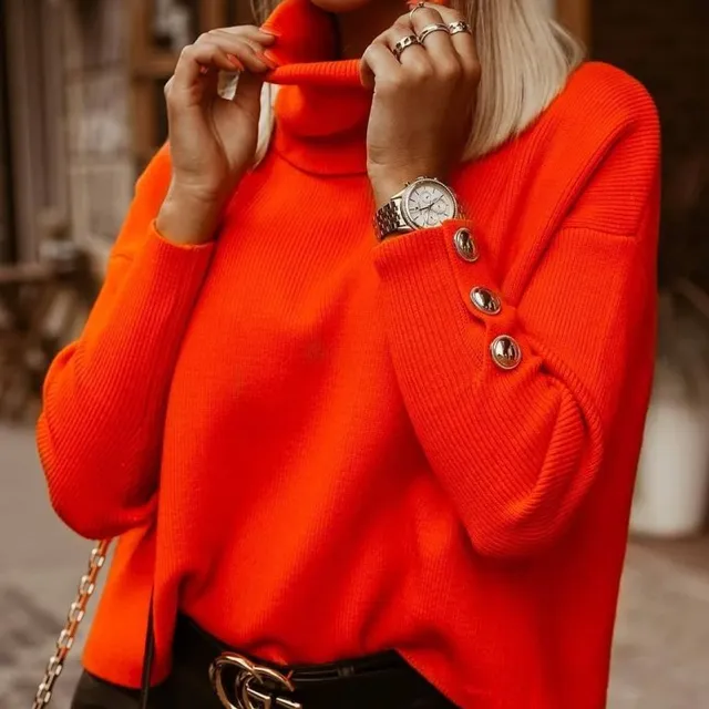 Women's modern sweater with turtleneck