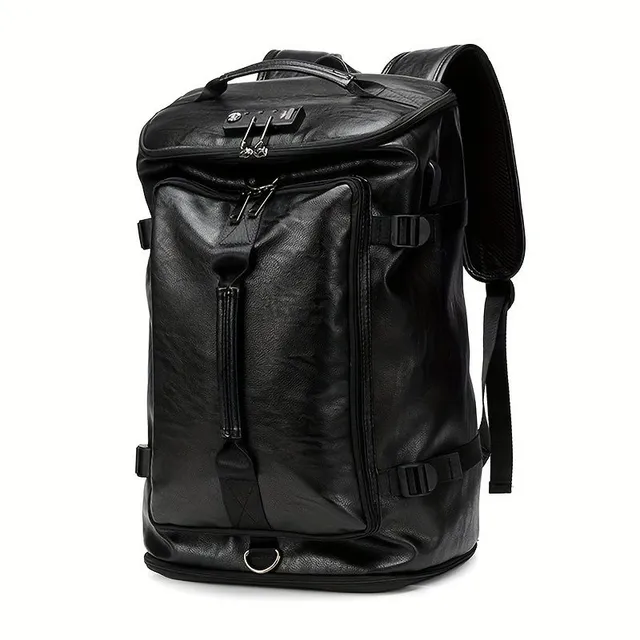 Practical backpack for trips with large capacity, made of light PU leather, ideal for all types of activities