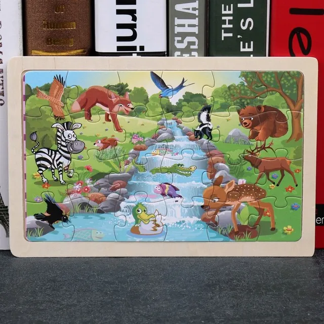 Drevené skladacie puzzle s motívmi zvieratiek