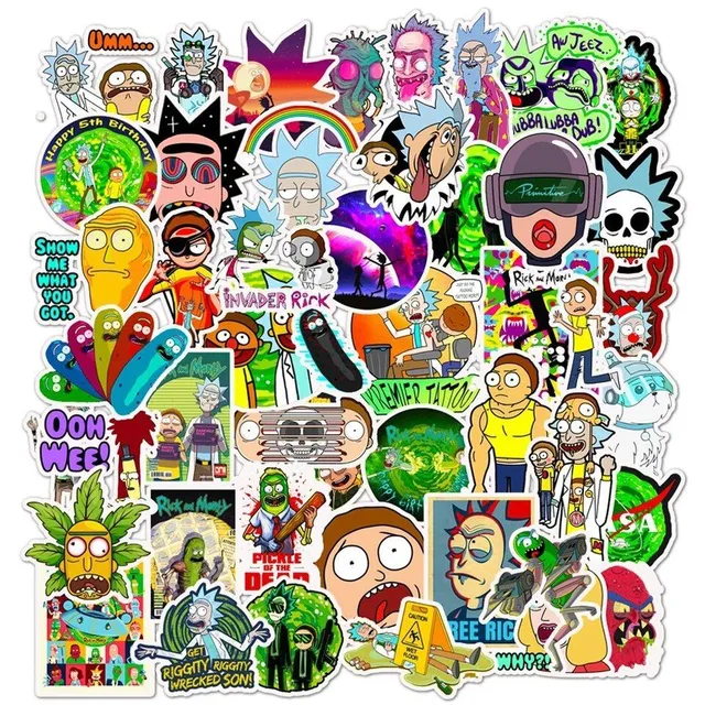 Set of stickers for the favorite series Rick and Morty
