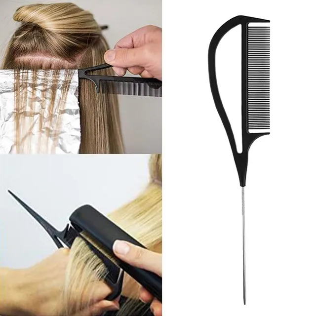 Midnight hairdresser comb with metal handle