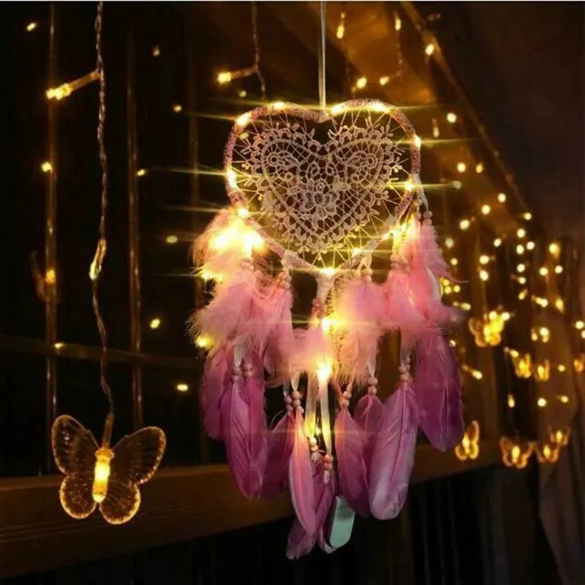 Illuminated dream catcher heart