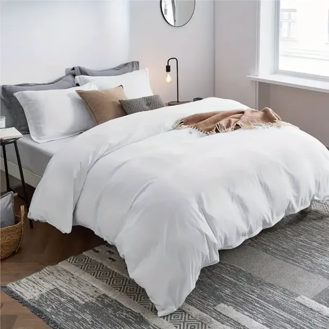 2/3-part single-color sheets on the duvet (1 coating on the duvet + 1/2 cushion coating), Pleasant on the skin, Microfiber, For all seasons, Do bedroom or dorm (without filling)