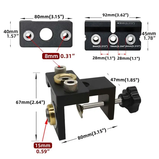 3-in-1 Universal Drilling Jig - Adjustable Pin Drill and Stop