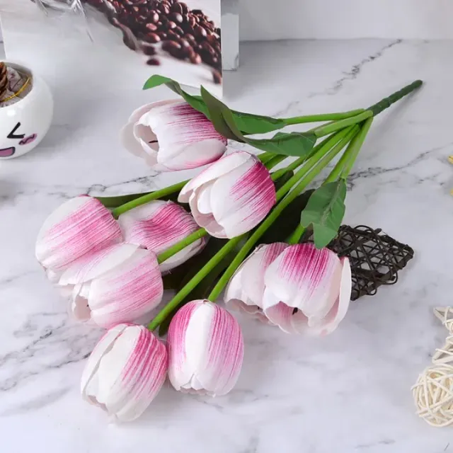 Bouquet of artificial tulips 9pcs - 6 colors