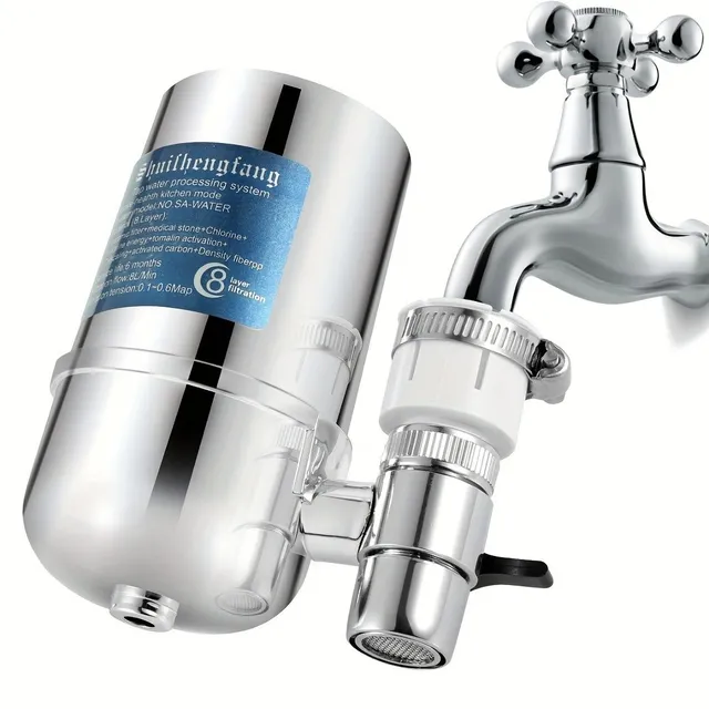 Practical tap filter for clean and tasty water - reduces chlorine and heavy metals