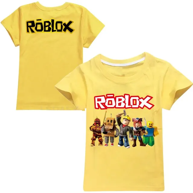 Stylové dětské jednobarevné tričko s krátkým rukávem a potiskem postav ze hry ROBLOX