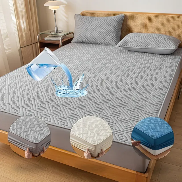 Waterproof mattress with ultrasound technology, uniform colour, washable, antibacterial, anti-spinning, soft and comfortable