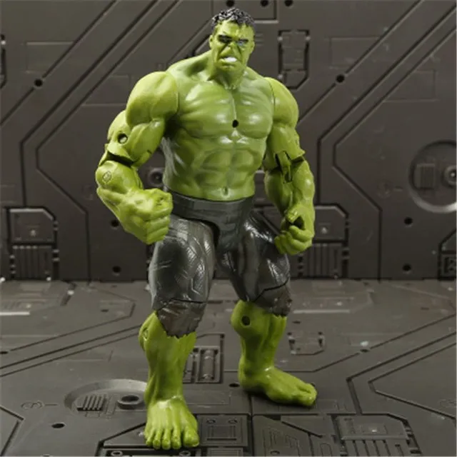 Action figures of popular superheroes hulk