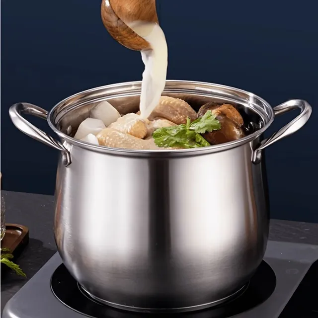 1 pc stainless steel pot, large soup pot with ear, durable kitchen utensils for home cooking, cooking and stewing