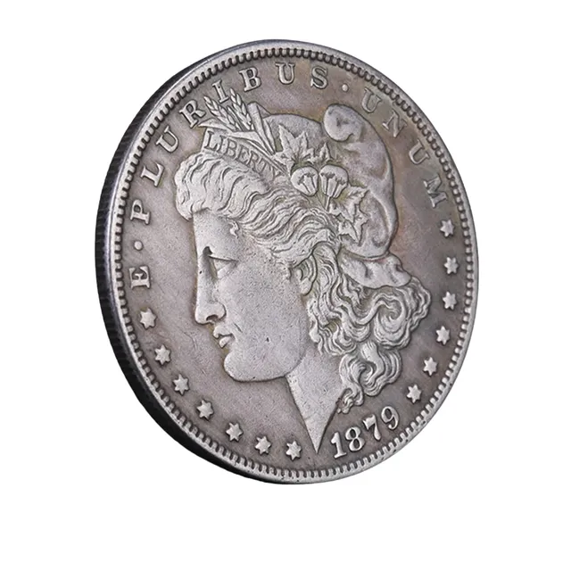 Réplique d'un dollar du 19ème siècle 3,8 cm Pièce commémorative en dollar des États-Unis 1878, 1879 Pièce en métal argenté des États-Unis