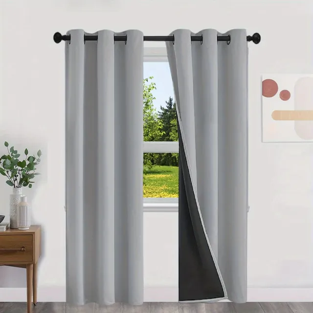 Blackout curtains with no pattern with thermal lining - Energy saving, privacy and style for living room, bedroom, kitchen and bathroom