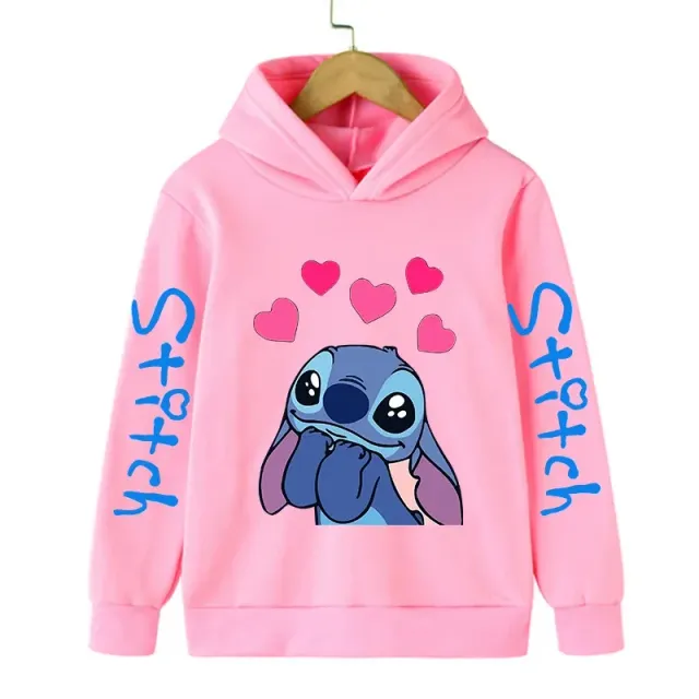 Bluza pentru copii cu glugă și imprimeu drăguț Stitch