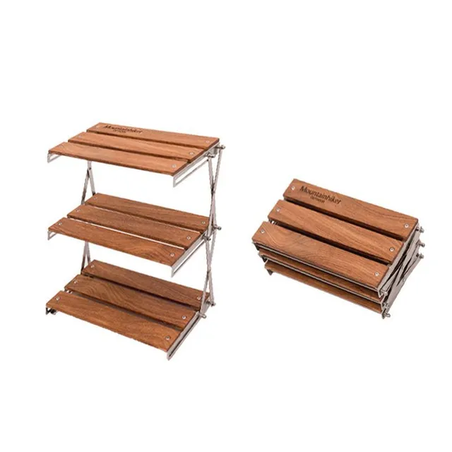 Portable three-level camping stand, picnics and barbecue