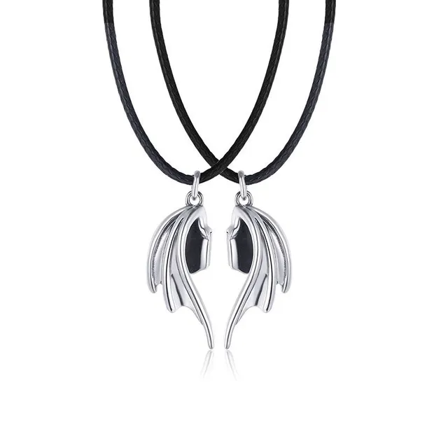 Necklace for couples with angel and devil wings