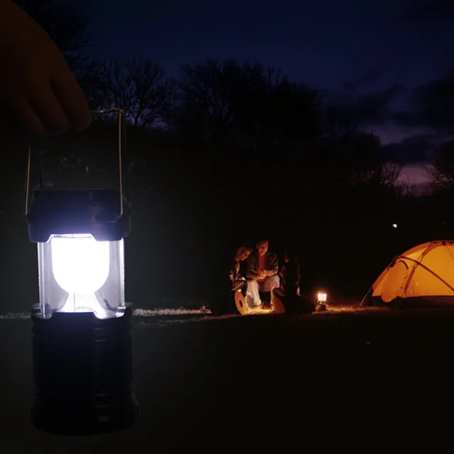 LURECOM Nabíjení, solární posuvná kempinková lampa s USB portem