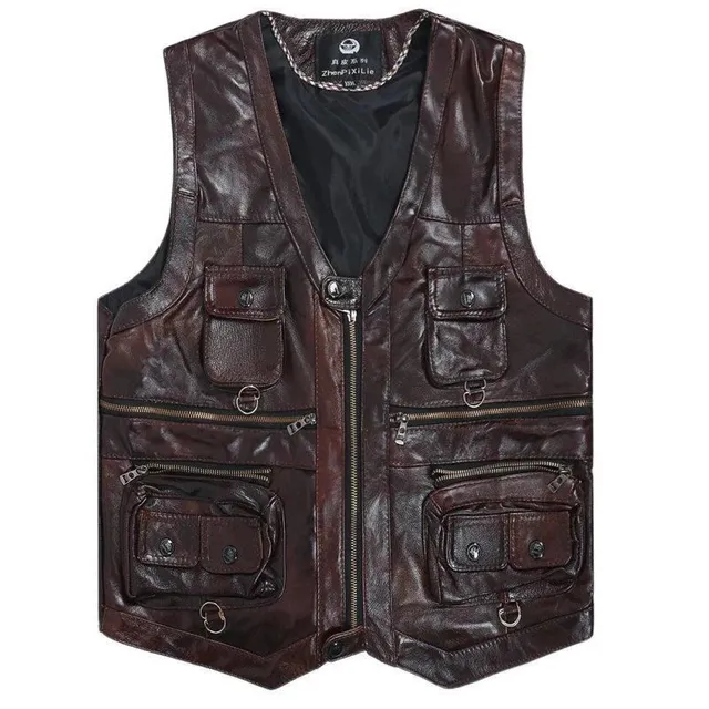 Men's leather vest F1180