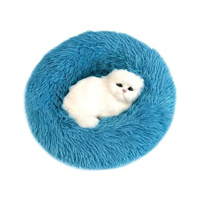 Fluffy bed for dogs and cats blue 40cm-2kg-sleep
