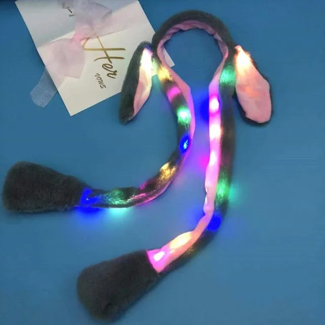 Luminous cute headband with moving rabbit ears