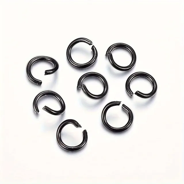 500 ks černých otevřených kroužků z nerezové oceli 304 (21 Gauge) - Pro tvorbu šperků a doplňků
