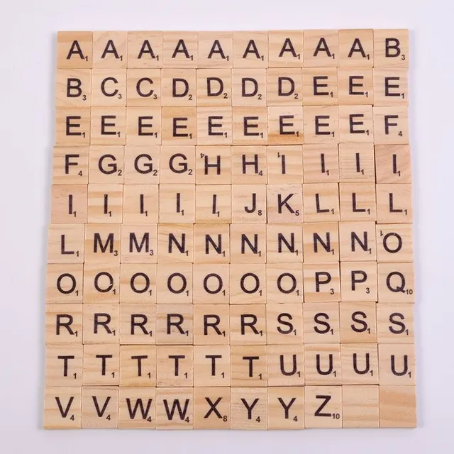 Płytki drewniane z literami lub cyframi - 100 szt