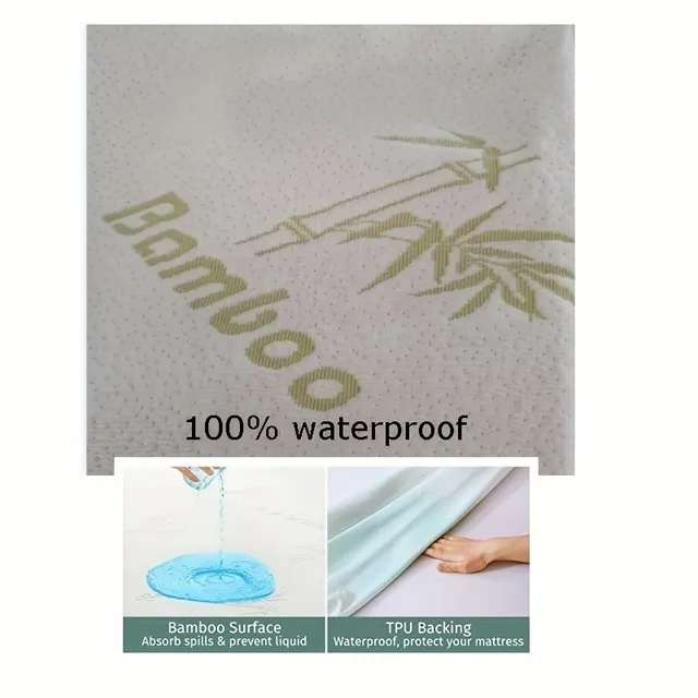 Ochranný matrac z bambusových vlákien, vodotesný a ultra mäkký priedušný, na posteľ, pre pohodlie a ochranu, s hlbokým vreckom, umývateľný