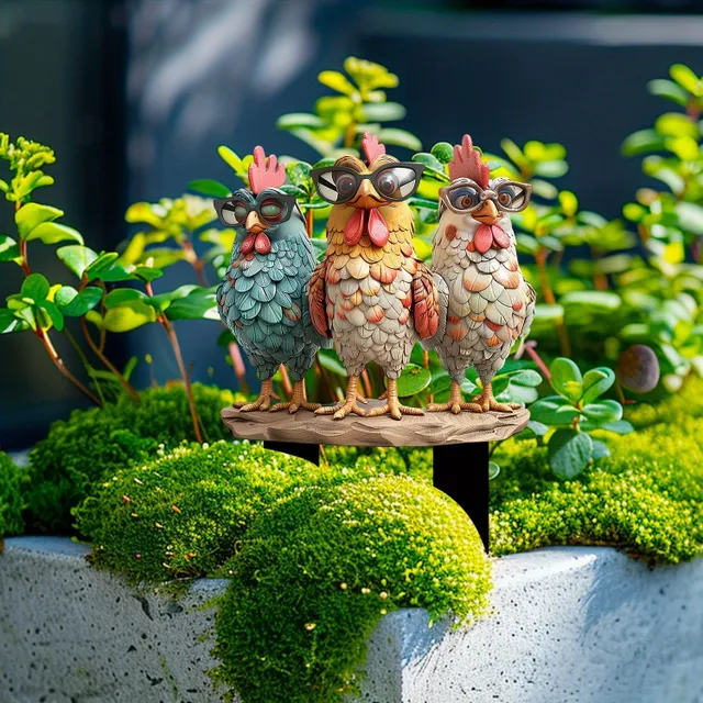 Trio de poussins avec lunettes - enseigne décorative boho