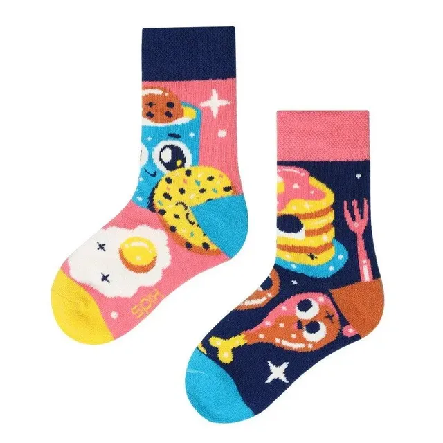 Baby color socks with cute cartoons - medium-high cotton socks