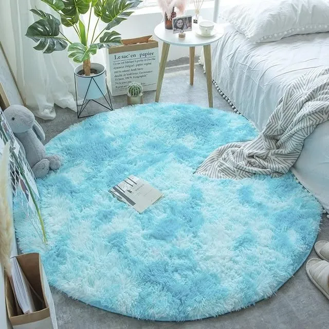 Kulatý huňatý koberec light-blue-2 60x60cm
