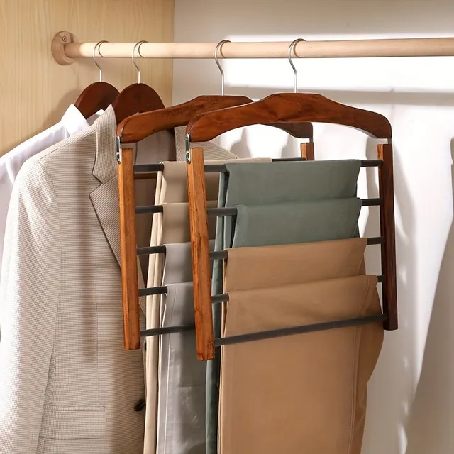 Wooden multi-level rack for trousers