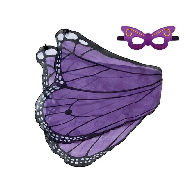 Dětská víla motýlí křídla a masky butterfly-purple