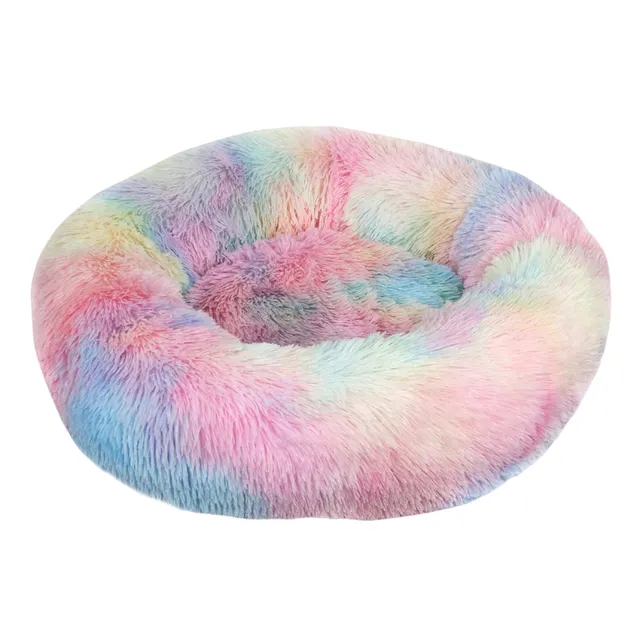 Round hairy bed for dogs and cats 80 cm