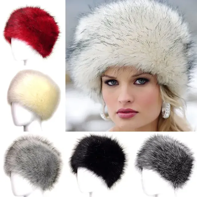 Luxurious women's hat made of artificial fur - very pleasant and warm material, more variants