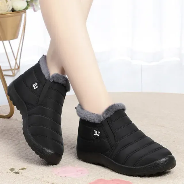 Women's winter boots - short waterproof snow boots with fur