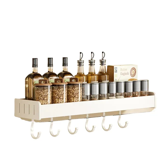 Wall organizer in kitchen with hooks Organizer on root shelf into kitchen Multipurpose organizer 50 x 13.7 x 5.5 cm