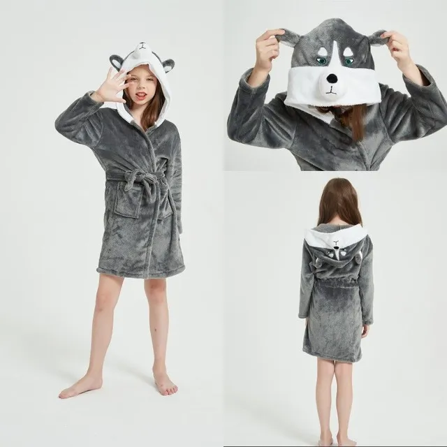 Children's comfortable animal robe with hood